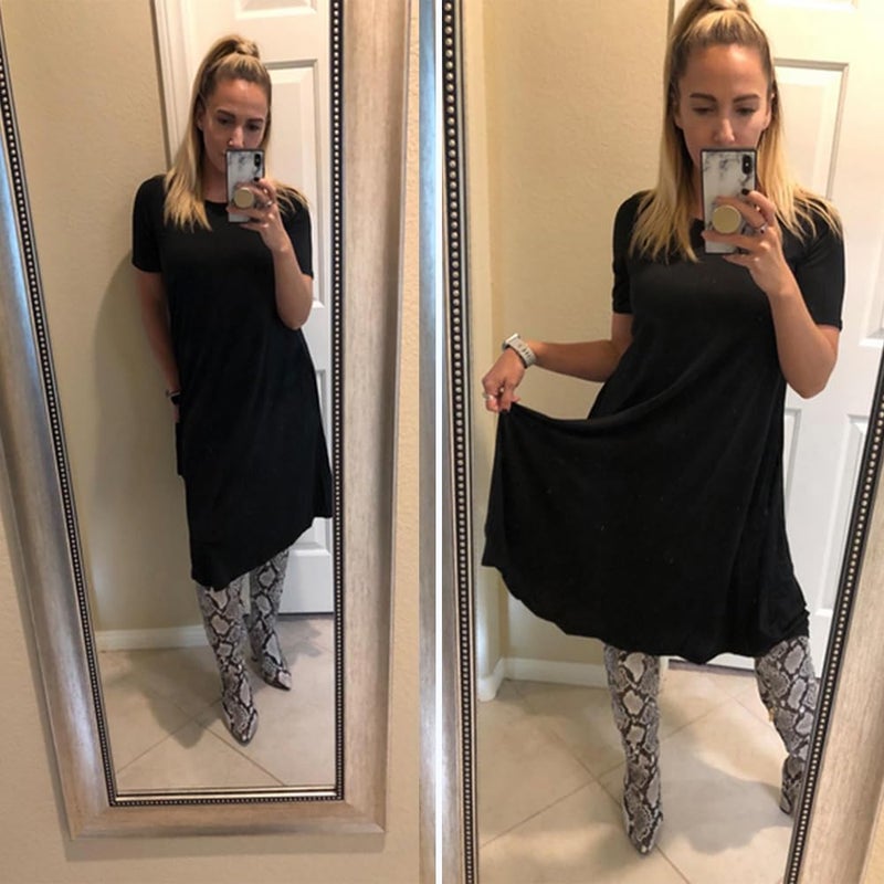 Locryz Juniors Summer Short Sleeve Basic Pocket Pleated Midi Dress Black X-Large - Image 3